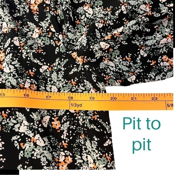 Banana Republic Dark Ditsy Floral Floaty Tiered Dress with Three Quarter Sleeves - Picture 3 of 16